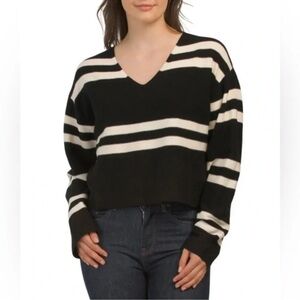 NEW! LNA Luca Stripe Sweater in Black/Cream size L